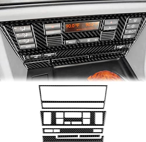 KUNGKIC Kohlefaser Autoklimaanlage AC CD Klimabedienfeld Trim Sitzheizung Aufkleber Innenverkleidung Compatible with BMW 5 Serien M5 E39 1998-2003 Zubehör(Schwarz)