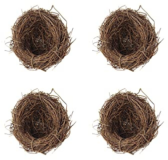 BYNYXI 4 Stück Rattan Vogelnest, 6cm Künstliches Osternest Schaum Wachteleier Festival Ostern Deko Handgemacht Frühling Zweige Rattan Nest für Ostern Tischdeko Basteln Foto Requisiten