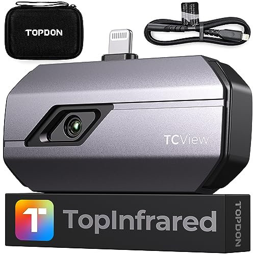 TOPDON TC002 Wärmebildkamera für iOS mit IR-Auflösung von 256 x 192px, Temperaturbereich von –20 °C bis +550 °C, speziell für iPhone & iPad gebaut(Mit Typ-C-Kabel, Geeignet für die iPhone 15-Serie)