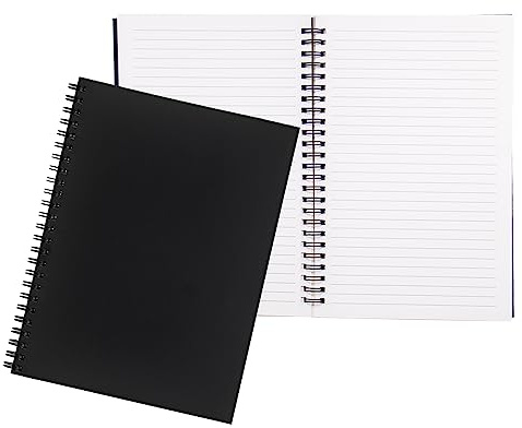 Ykimok 2 Pack College Ruled Notebook, Soft Black Cover Spiral Notebook, Memo Notepad Sketchbook, Students Office Business Diary Spiral Book Journal,100 Pages, 50 Sheets, 7.5x 5.1 Inches