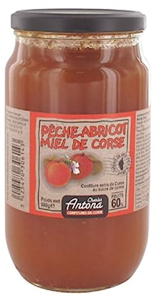 Confiture extra pêches abricots et miel pot 980 g Charles Antona