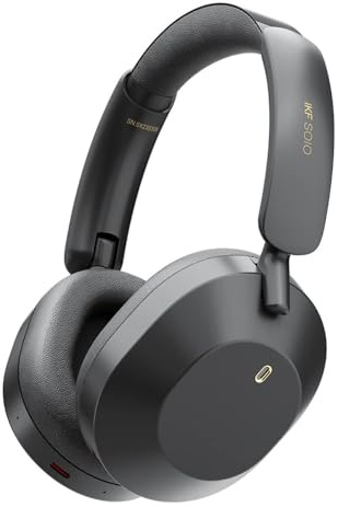 iKF Solo Kabellose Kopfhörer Over-Ear mit Active Noise Cancelling, Bluetooth 5.3, 95h Spielzeit Im ANC-Modus, Hi-Res Audio, Tiefer Bass, faltbar, Mehrpunkt-Verbindung für Reisen, Arbeit (schwarz)