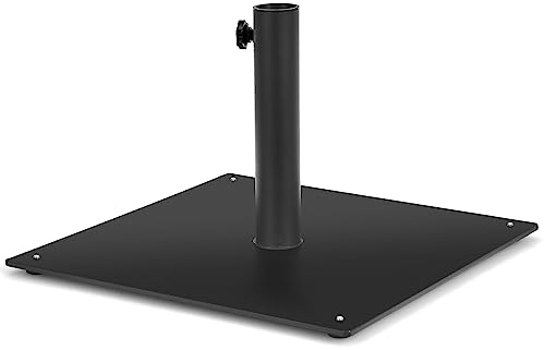 GOPLUS Quadratischer Gartenschirmständer, wetterfester Sonnenschirmständer für 4 & 5 cm Schirmstangen, Terrassenschirmhalter mit verstellbare Pads, für Garten Terrasse Balkon, Schwarz