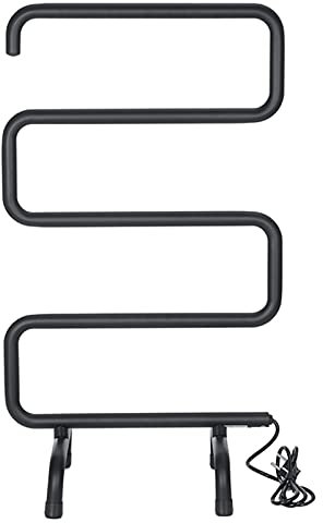 SweAtz Portasciugamani riscaldato da Terra Nero per Bagno, scaldasalviette Elettrico con termostato Intelligente da 85 W, scaldasalviette autoportante a 5 Barre, Acciaio Inossidabile Premium