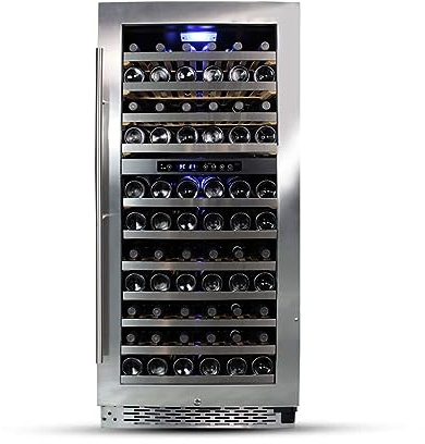 Datron - Cantinetta Vino 111 Bottiglie Doppia Temperatura, Vetrina Refrigerata a Libera Installazione o da Incasso, Due Temperature
