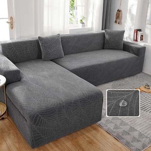 Housse De Canapé Imperméable Couvre Canape D'angle,Housses De Coussin De Canapé 3 2 4 1 Places,Revetement De Canape Forme De L Avec Accoudoirs,extensible Antidérapant ( Color : Dark Grey , Size : 2 PO