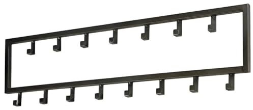 TOJ Edelstahl Garderobe - 80CM - 15 Haken - Kleiderhaken - Garderobenhaken - Wandmontage - Schwarz