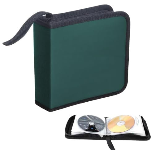 SVUPUE CD Tasche, CD DVD Discs Aufbewahrungstasche für 40 Discs, CD Aufbewahrungstasche für Auto und Zuhause, Grün