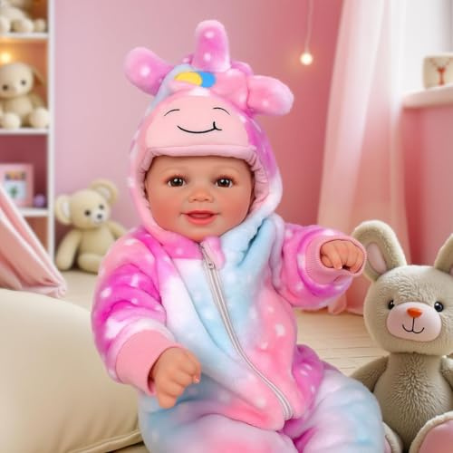 BABESIDE Reborn Baby Puppe Mädchen Sunny 17-Zoll-süße, Lebensechte Babypuppen, bewegliche lächelnde echte Babypuppen mit komplettem Zubehör und Geschenkbox für Geschenke ab 3 Jahren