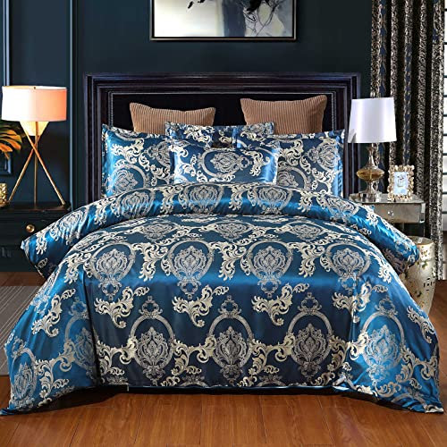 ALEjon Luxuriöses Mikrofaser-Jacquard-Seidenbettwäsche-Set (3-teilig) - Bettbezug 220x240 cm, 2X 50x70 cm Kissenbezüge Passend für Queensize-Bett - Reißverschluss