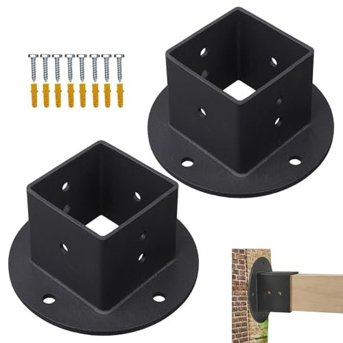 Sghtil Base quadrata per , supporto per ringhiere, base per montaggio a flangia, 2 supporti da parete quadrati per carichi elevati per cassette delle lettere per pali con un