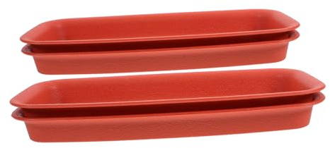 YARNOW 4Pièces Soucoupes Rectangulaires Plastique pour Pots de Fleurs Plateaux Antidérapants pour Éviter Fuites Eau Conviennent Aux Intérieurs