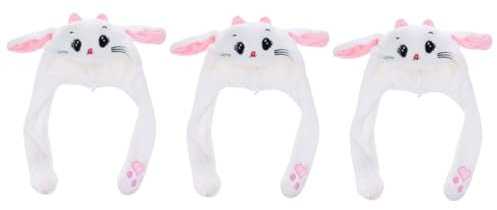 Alasum 3stücke Lustiger Hut Mit Beweglichen Ohren Tiermütze Für Cosplay Für Halloween Und Weihnachtsfeiern Süßes Design Gemütlich Und Warm Für Erwachsene
