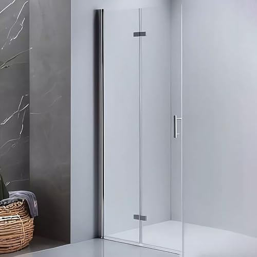LEMMO Duschabtrennung Walk in 70-120x185cm Dusche Duschwand Doppel Faltbar Walk-in Duschabtrennung Walk in Dusche ESG Nano Glas (Klarglas, 120x185)