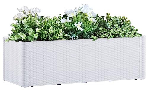 jiangboyue-313959 - Jardín alto con sistema de riego automático (100 x 43 x 33 cm), color blanco