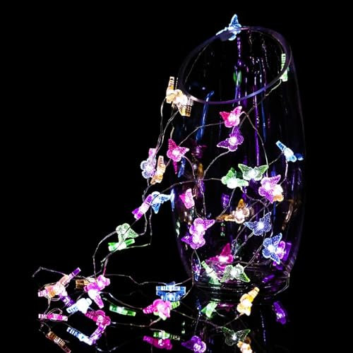 ENLACE Guirlande lumineuse papillon - 2 m - 20 LED - Guirlande lumineuse décorative pour l'extérieur et l'intérieur - Guirlande lumineuse pour mariage, fête, jardin, décoration de Noël - Décoration de