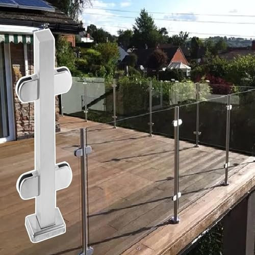 Poteau de Balustrade de terrasse avec Pince à Verre, escalier de Maison, Balustrade de Balcon, clôture carrée en Acier Inoxydable, Colonne de Sol en Verre, Poteau de Balustrade en Acier INOX