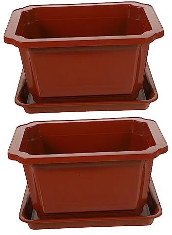 MOTHNUR 4sätze Garten Blumenkübel Rechteckige Pflanztöpfe Aus Kunststoff Mit Drainagelöchern Für Bonsai Blumen Und Sukkulenten Für Innen Und Außenbereich