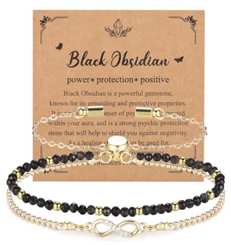 JSDDE Damen Perlenarmband mit Infinity Symbol Heilsteine Edelsteine Armband Talisman Glücksbringer spirituellen Schmuck für Damen Frauen