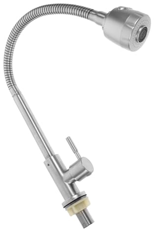 DIYEAH 1pezzi Rubinetto Da Cucina Rotante Per Fredda Installazione Facile e Flusso Senza Gocce Adatto Bagno e Cucina Argento