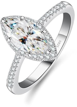 Bagues éblouissantes 1 moissanite pour Femme, Coupe Marquise, Couleur D, en Argent Sterling S925, bagues en Diamant créées en Laboratoire, parfaites pour Un Usage Quotidien, Une fête, Un Mariage, Un