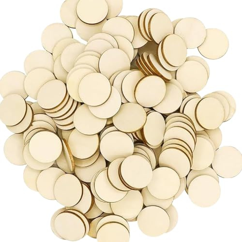 400 Pcs 20mm Unfinished Round Wooden Circles Thin Natural Wood Discs Round Wooden Cutouts Circle Craft Wood Slices for DIY Projects