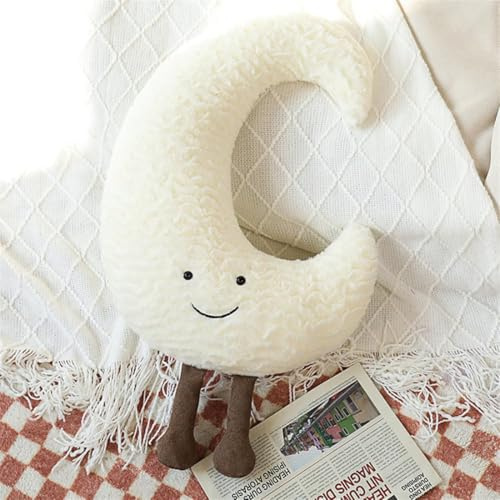Freefire Sun Plush Pillow | Home Decor Soft Cushion | 40cm Creative Sun and Star Moon Shape Plush Toys|for Children's Room Decoration or Birthday Gifts for Boys and Girls (Moon)