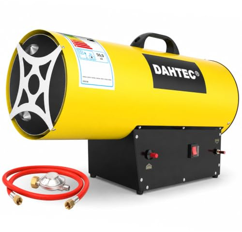 DAHTEC Gasheizgebläse 50 kw Tragbar Heizkanone Gasheizer Bauheizer Luftmenge 1000 m³/h Heizlüfter Gas Elektroheizer für Baustellen, Garage