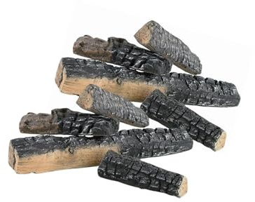 8er-Set Keramikholz (0891) Deko-Holz für Bio-Ethanol oder Gas Kamin hitzebeständige Keramik-Holzscheite Kaminholz