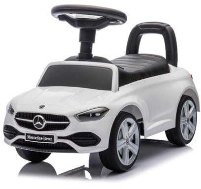 NINODOVAE Rutschauto für Kinder, Mercedes-Benz lizenziert, mit Hupe und Staufach, 12-36 Monate (Weiß)