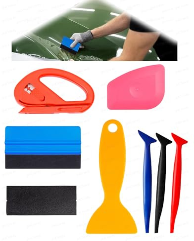 JHCHAN 7-in-1 Window Film Installation Kit with Scraper Squeegee & Cutters - Professional Tool Set for Car Tint & Home Privacy Window Film Application - Prevents Bubbles, Ensures Smooth Finish