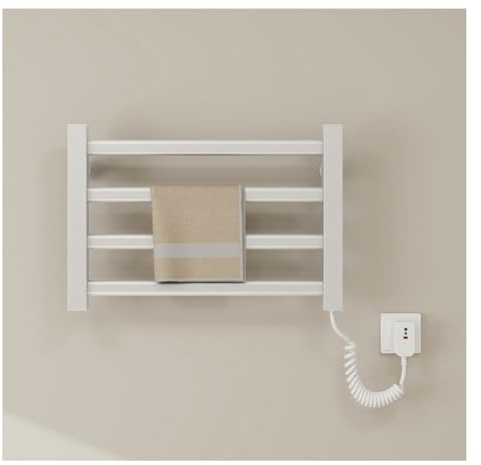 Smiclo Asciugamano riscaldato Intelligente, radiatore a Parete a Parete da 80 w a Parete a Temperatura costante, Piccolo radiatore a Portata di Asciugamani elettrici per Il Bagno 4 b White Right Line