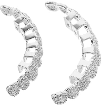 VALICLUD Teiliges Silbernes Bling Strass Zahn Grill Sichere und Bequeme Hip-hop Zahnschmuck Kappen Vollständige Strassabdeckung für Männer und Frauen Auffälliges Cosplay Party Accessoire