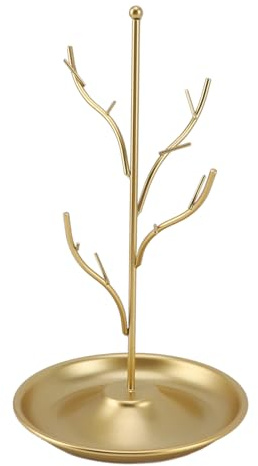 Schmuckständer aus Eisen, Zweig, Schmuckständer zum Aufhängen, Organizer, Baumturm, für Halsketten, Ohrringe, Armbänder, Heimdekoration (Golden)