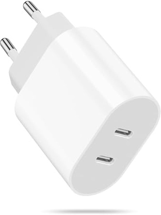USB C Ladegerät, 25W USB C Adapter Stecker für iPhone 17 16 15 14 13 12 11 Pro Max/Plus/X/XR/XS/Mini/iPad, 2-Port USB C Netzteil PD 3.0 Power Adapter Ladestecker Netzstecker Schnellladegerät Plug
