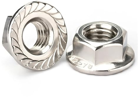 Sicherungsmuttern, 1/2/ 5/10/ 20/50 Stück 304 Edelstahl Sechskant-Zacken-Sicherungsmutter M3 M4 M5 M6 M8 M10 M12 M14 M16 M20(M4 x50pcs)
