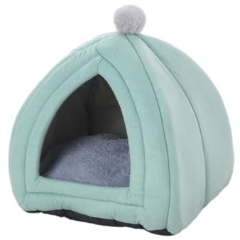 mophrati Famiglia Pet Home Soggiorno Camera da letto Inverno Riposo Nido Peluche Cotone PP Tenda per dormire Piccolo animale Casa calda, Verde, 20x20x23 cm