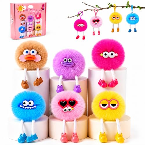 LEADSTAR 6 Piezas Llaveros de Peluche,Llavero y Colgante de Mochila | Llavero Bonito para Bolsas de Fiesta,Regalo de Cumpleaños para Niños y Adultos