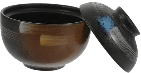 MAGICLULU Olla Pequeña de Cerámica para Sopa con Tapa, Taza para Estofado de Cocina, Cuenco de Cerámica Resistente para Horno y Microondas, Utensilios de Cocina Versátiles para Hogar