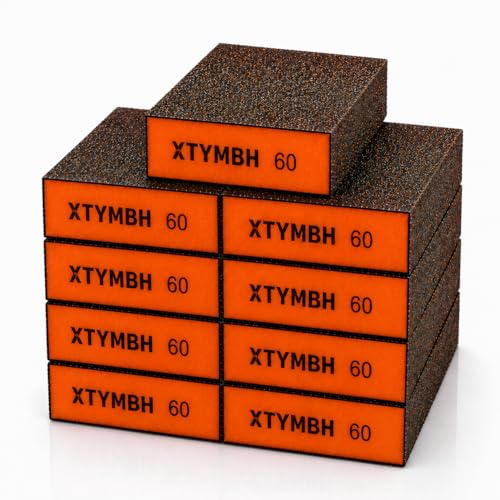 XTYMBH 9 blocchi abrasivi per legno e pareti, lavabili, riutilizzabili, per lavorazione del legno, lucidatura di metalli e cartongesso, grana 60