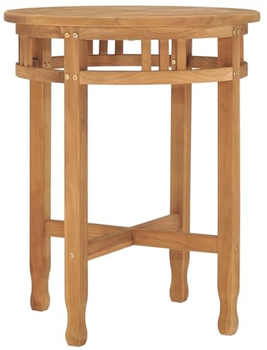 mtlskopl Bistrotisch Ø 60x60 cm aus massivem Teakholz, runder Gartentisch für Terrasse, Balkon und Wohnzimmer, langlebiger Beistelltisch, fein geschliffen, wetterfestes Holzmöbelstück