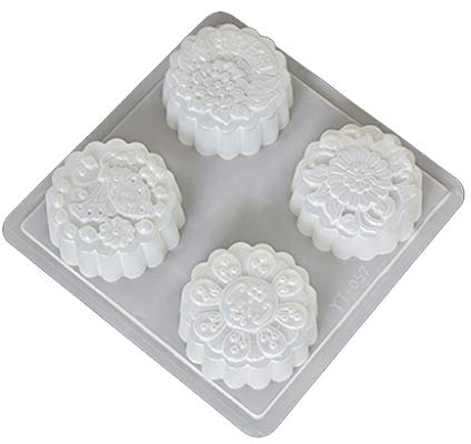 4 Cavity Non-stick Silicone Fondant Cake Mooncake Mold Chocolate Muffin Cupcake Mould DIY Bakeware Mid-Autumn Festival Moon Cake Mould Handmade Baking Mold for Cookie Biscuit Chocolate Pumpkin Pie