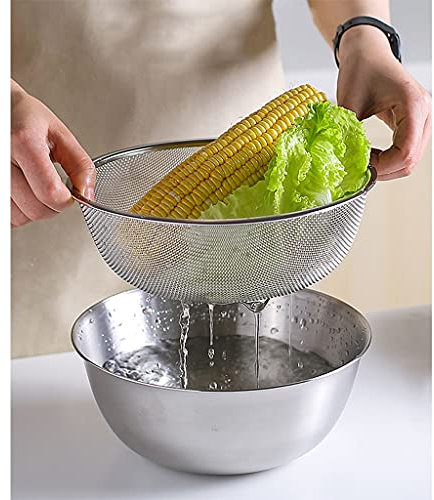 ANWUYANG Panier De Stockage De Fruits À Fruits en Acier Inoxydable, Cuisine De Cuisine De Cuisine De Cuisine De Cuisine De Riz Lavage De Riz (Color : Stainless Steel Drain Basket (22cm))