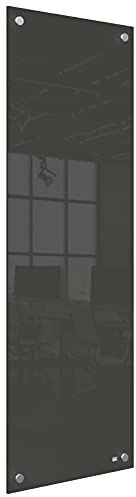 Nobo Kleine Glas-Whiteboard Tafel, Trocken Abwischbare Glas-Oberfläche, Rahmenlos, Eck-Wandmontage, Zuhause/Büro, 300 x 900 mm, Inklusive Markerstift, Schwarz, 1915610