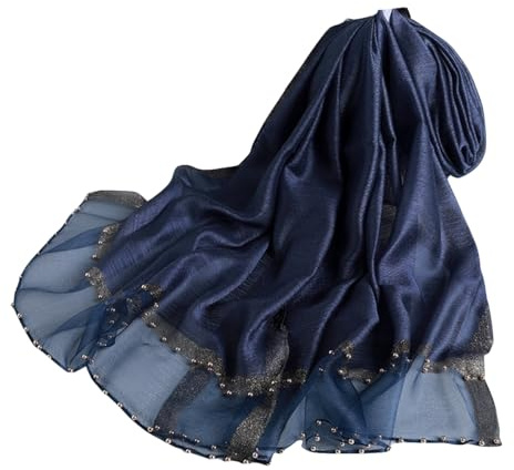 WEIGEER Silk Scarf Women Shawl Blue Scarf Stain Neckerchief Head Wraps Thin Scarf Ladies Beach Shawl Vintage Painting Bridal Belt Chiffon Scarf Muslim Colourful Cloth Christmas Scarf