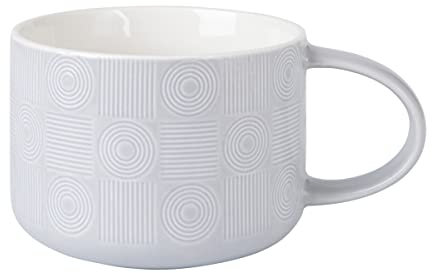 Maxwell & Williams KL0274 Crest Jumbotasse aus Porzellan, Grau, 500 ml