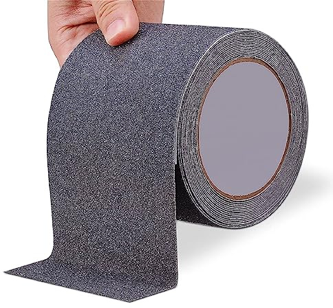 OQingluan Striscia Antiscivolo per Scale, 10cm*18m, Nastro Antiscivolo per Gradini, Striscia Antiscivolo Adesiva, Nastro di Sicurezza Antiscivolo, Nastro Antiscivolo Esterno, Grigio