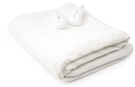 CELLUSTOP Surmatelas Chauffant Electrique Double - Chauffe Lit - Couverture chauffante Double pour lit Double - 2 Télécommandes - 3 Niveau de température - 160 x 140 cm - 2 x 60 Watts - Blanc Ecru