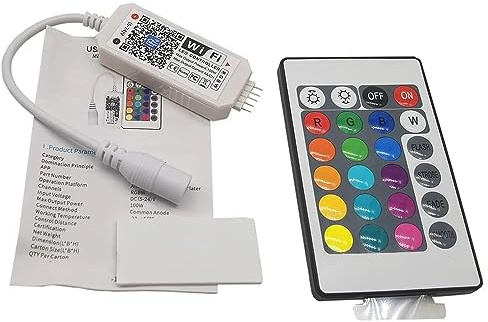 Mini RGBWW/RGBCW Led Streifen Kontroller mit Alexa,Wifi/App gesteuert,Fernbedienung Steuerung Controller Arbeiten,16 Millionen Farben,20 Dynamische Modi,Sound Aktiviert, Statische Farbwechsel