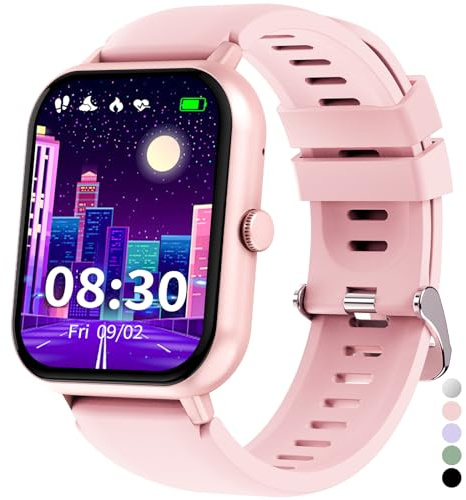 JUBUNRER Smartwatch Kinder Mädchen Jungen Kinderuhr Herzfrequenz Schlaf Schrittzähler Wecker Sport Spiel IP68 Wasserdicht Fitness Tracker Fitnessuhr Kinder Uhr Smart Watch Kids für Teenager Geschenke
